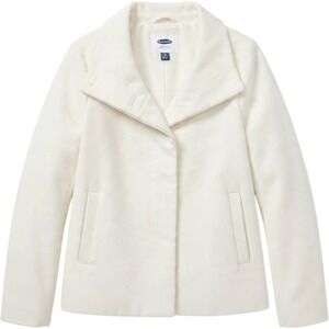 Old Navy Womens Winter White Funnel Neck Hidden Button Peacoat Jacket Size M